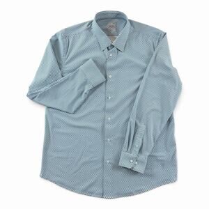 BlackBerrys Tech Pro Men's XL 42 Blue Geometric Slim Fit Long Sleeve Shirt